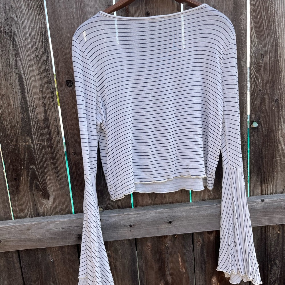 Kimchi Blue Black and White Striped Long Sleeve Top